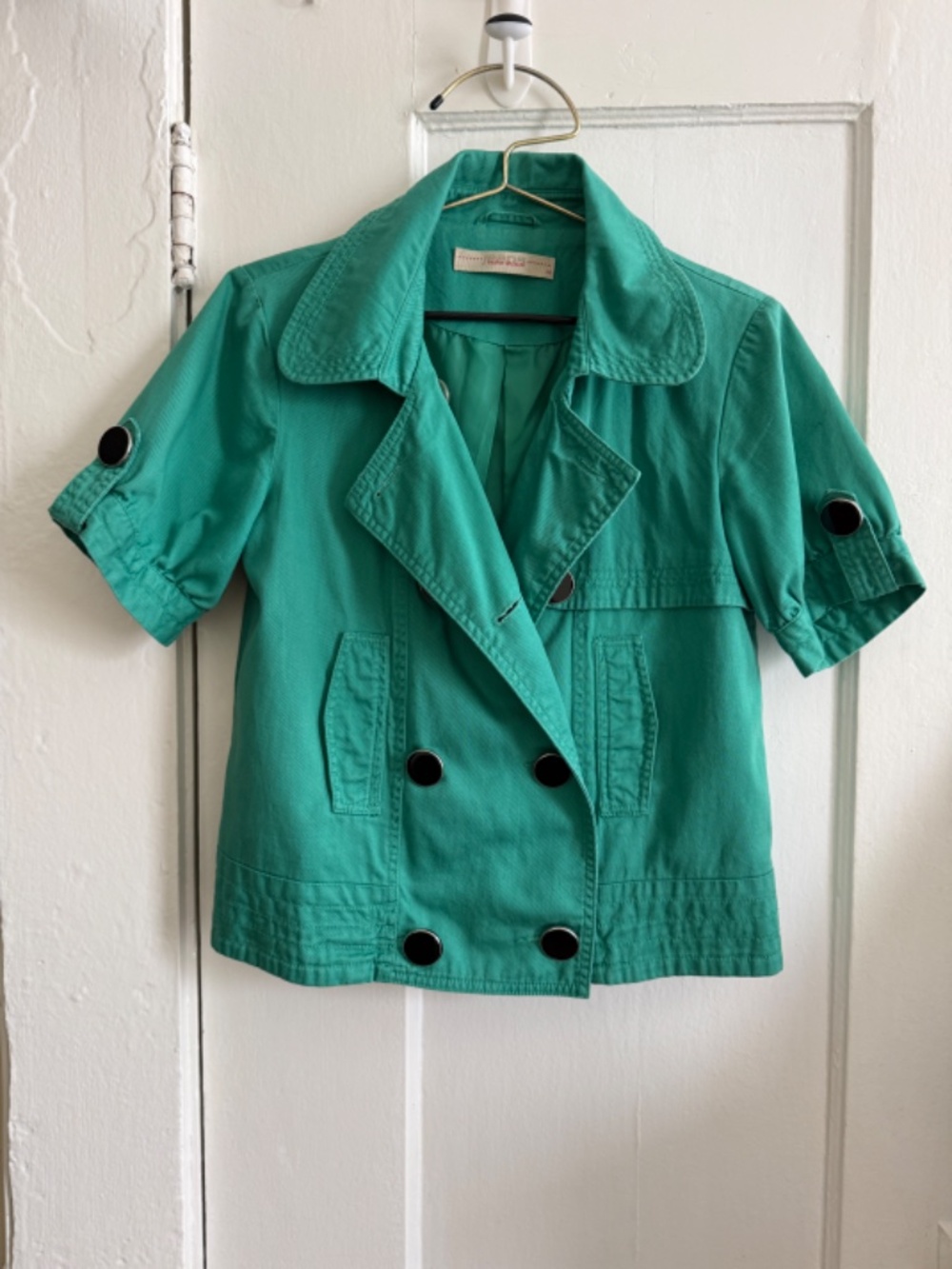 Short Sleeve Green Double Breasted Jacket